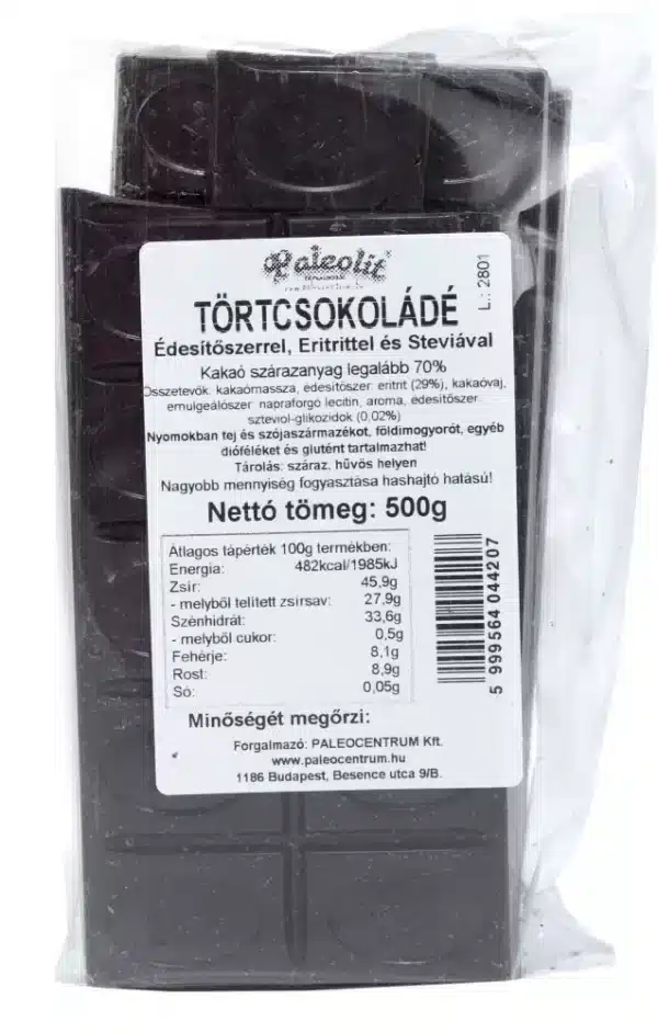 Paleolit Étcsokoládé eritrittel 500g lédig
