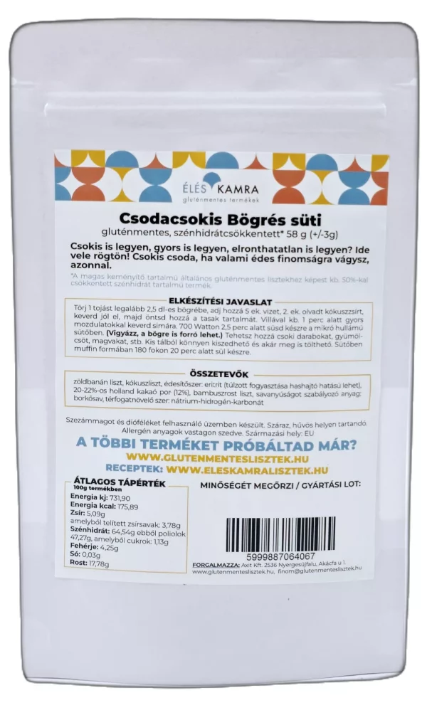 Éléskamra Csodacsokis bögrés süti CH csökkentett lisztkeverék 55g (Paleo) - Image 2